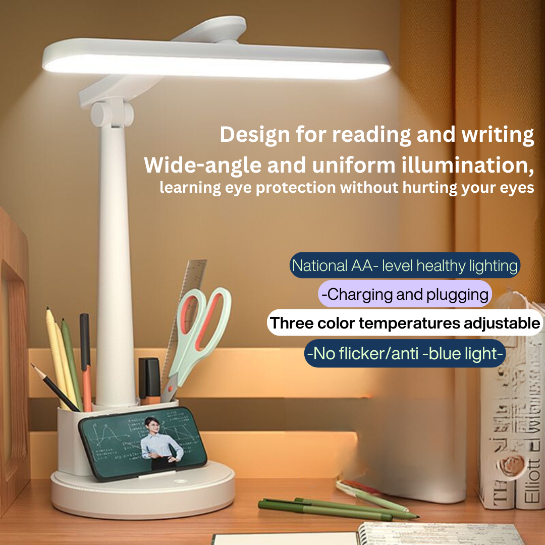 Eye-Caring LED Desk Lamp - Rechargeable Study Light for Kids and Students