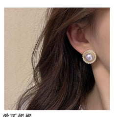 Korean internet celebrity light luxury retro small fragrance high-end pearl earrings