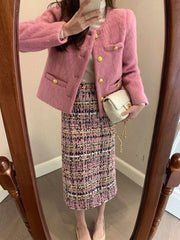 Purple multi colour mid length skirt