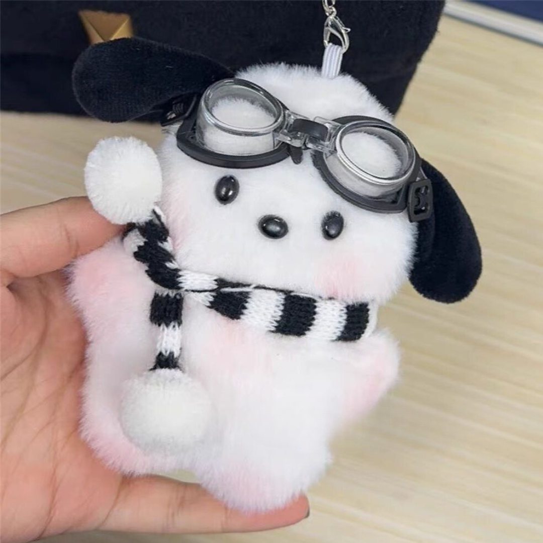 Cute Pochacco Bag Charm – Trendy Plush Doll Keychain for Backpacks & Accessories