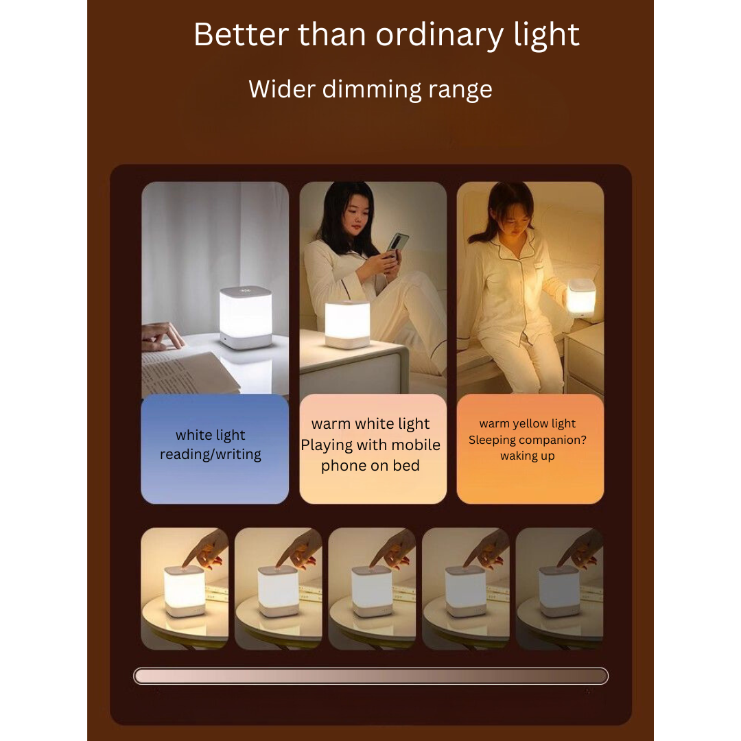 Rechargeable Touch Night Light for Nursing, Eye-Caring Bedside Lamp for Sleep