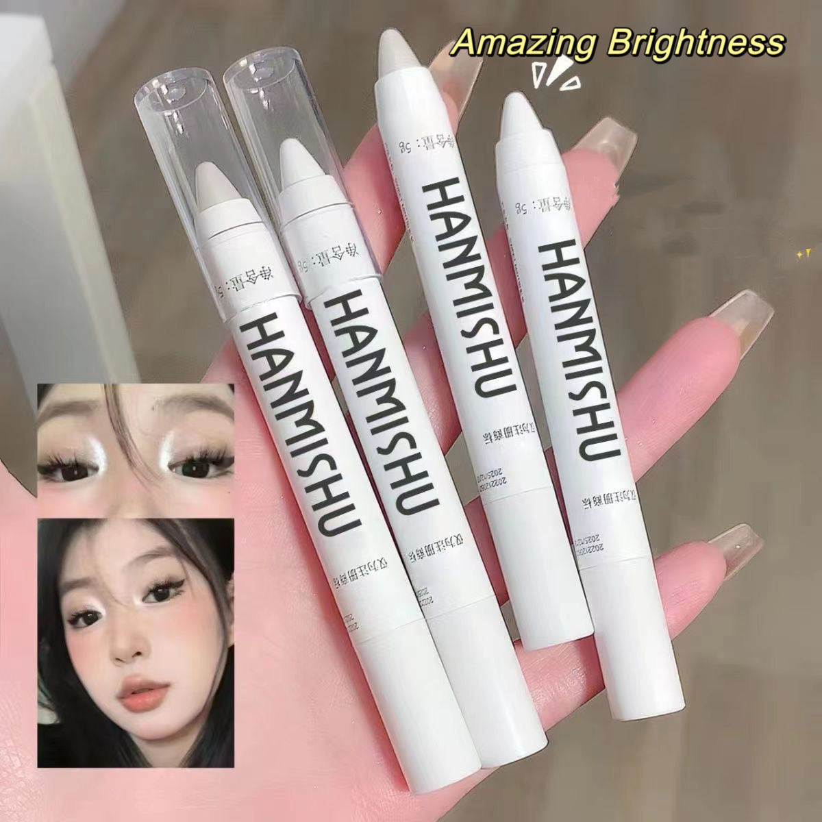 Waterproof Diamonds Glitter Eyeshadow Eyeliner Pencil Eyes Makeup Highlighter Pearly White Silver Brightening Eyelid Under Crease Pen