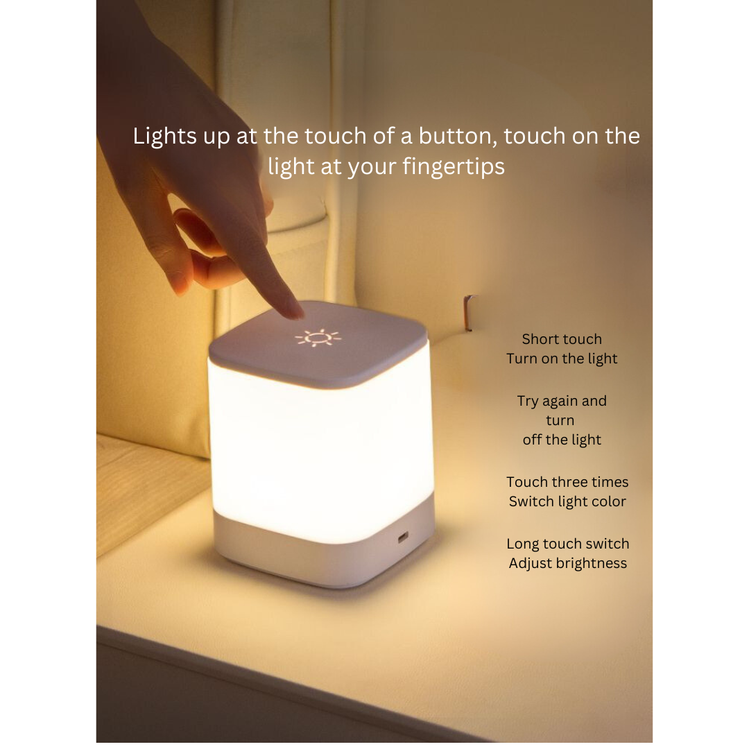 Rechargeable Touch Night Light for Nursing, Eye-Caring Bedside Lamp for Sleep