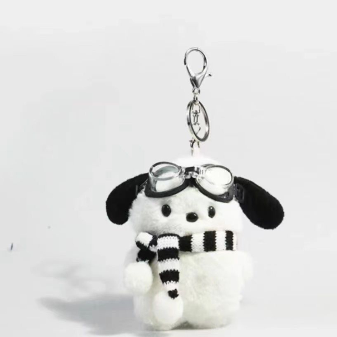 Cute Pochacco Bag Charm – Trendy Plush Doll Keychain for Backpacks & Accessories