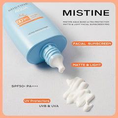 MISTINE Lightweight Sunscreen for Face 2 fl.oz SPF 50+, No White Cast Face Sunscreen for Oily Skin, Non-Greasy, Sweat Proof Formula, Waterproof Sunscreen for Face