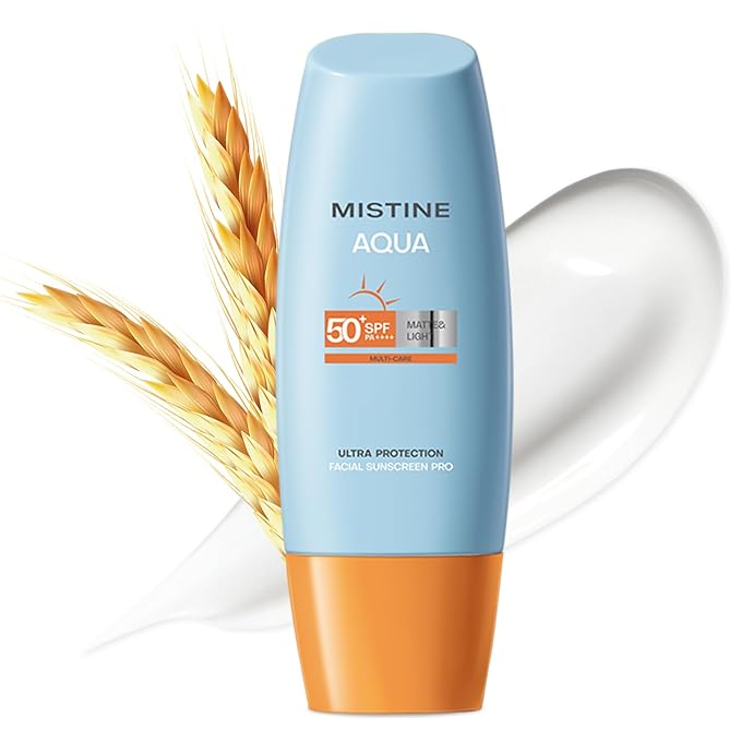 MISTINE Lightweight Sunscreen for Face 2 fl.oz SPF 50+, No White Cast Face Sunscreen for Oily Skin, Non-Greasy, Sweat Proof Formula, Waterproof Sunscreen for Face