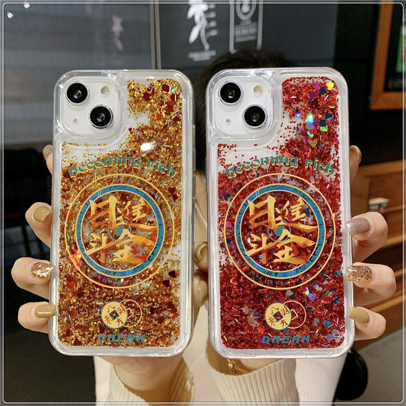 Becoming Rich quicksand with glitters transparent iPhone Case