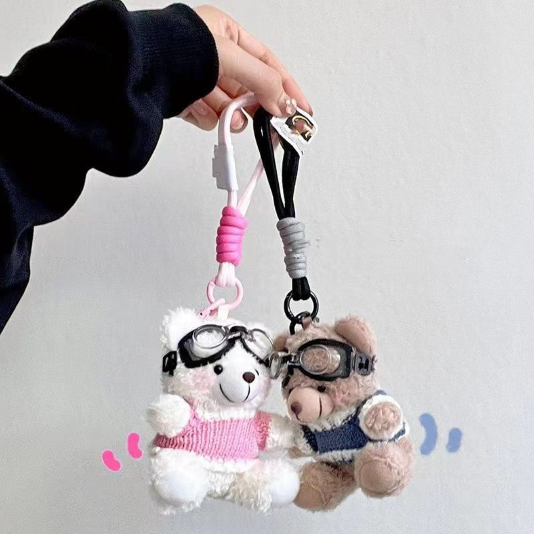 Blush Teddy Bear Plush Keychain Pendant