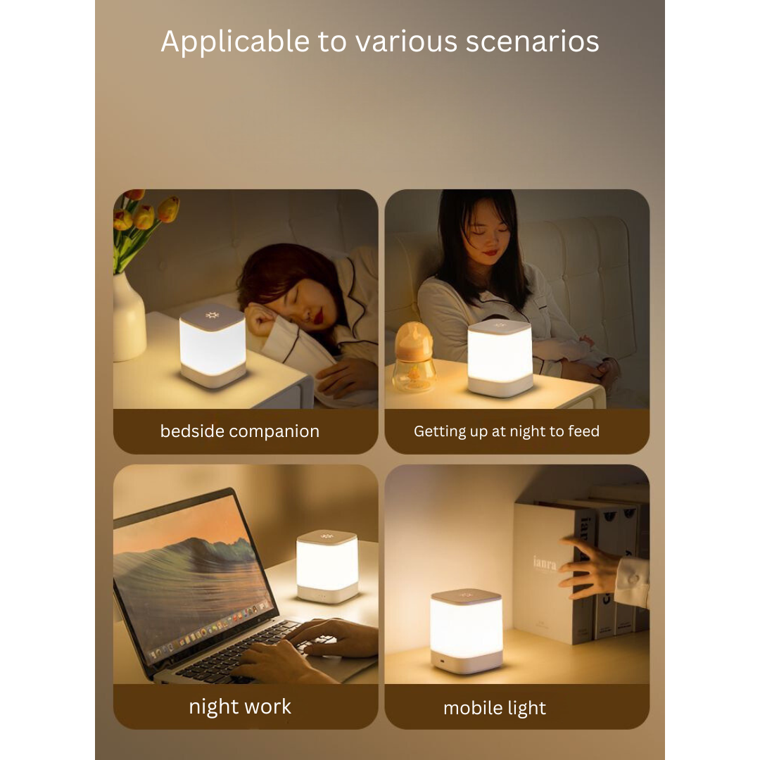 Rechargeable Touch Night Light for Nursing, Eye-Caring Bedside Lamp for Sleep