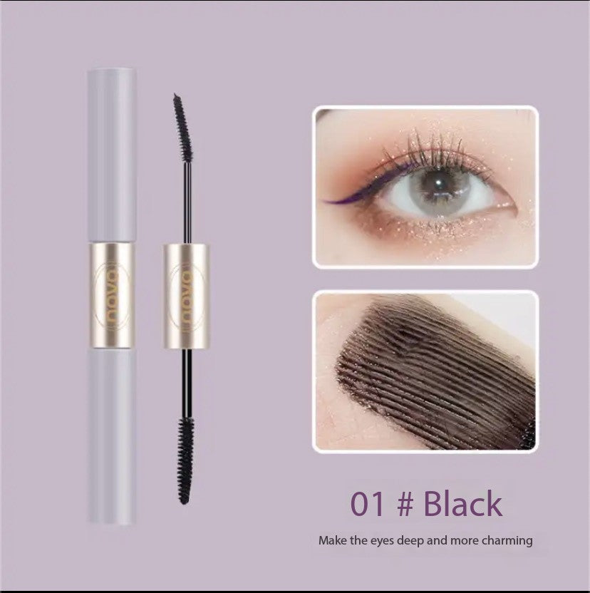 NOVO mascara is waterproof and sweat-proof, slim and curling, has a very fine brush head, sets the base, is long-lasting, does not smudge, does not fade, and is dense in color.