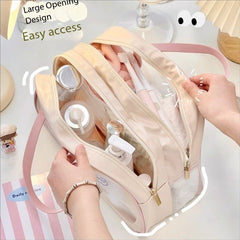 Travel Makeup Bag with Wet & Dry Separation - Cute Waterproof Cosmetic Pouch