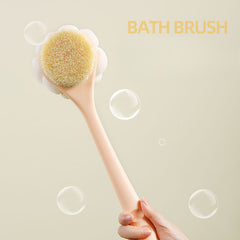 Back scrubber for bathing, long-handled soft brush, double-sided bath brush for scrubbing, mud and dirt removal, back scrubber tool.