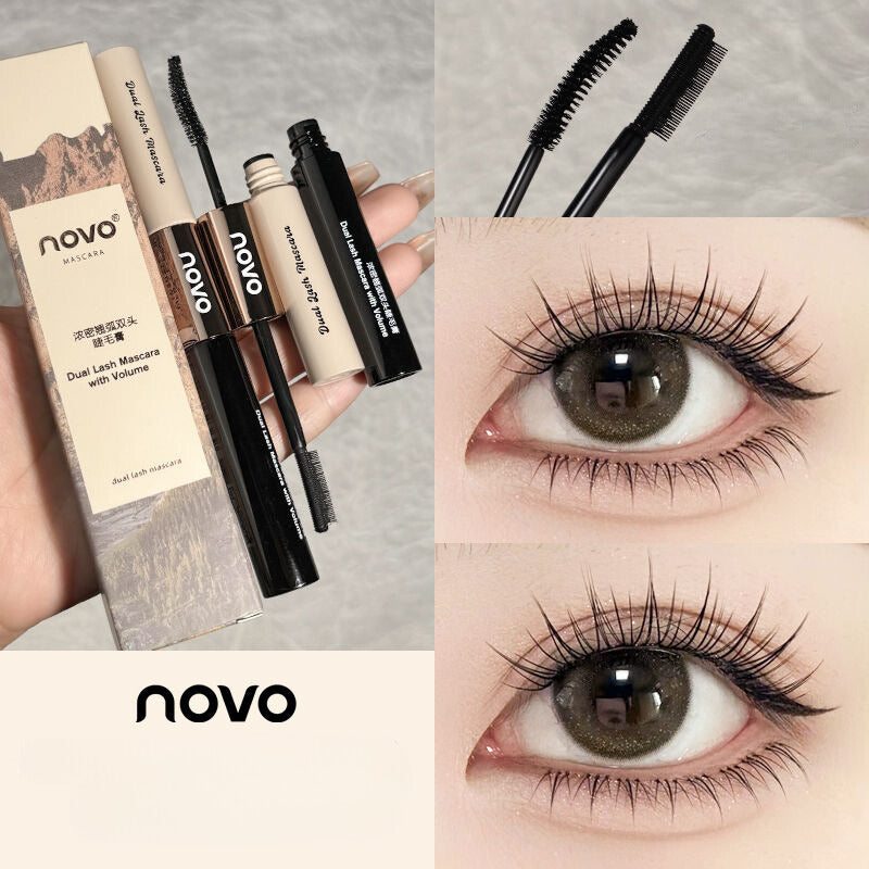 NOVO Dual-ended Mascara – Waterproof, Volumizing, Lengthening, Curling, Smudge-proof, Natural Hold, Lash Primer, 2-in-1