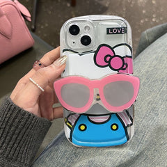 Hello Kitty case with Unique Sunglasses Pop Socket