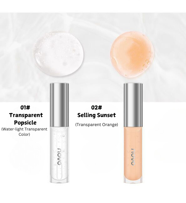 NOVO Hydrating Lip Gloss – Plumping, Exfoliating, Reduces Lip Lines, Moisturizing Lip Oil, Clear and Transparent Gloss