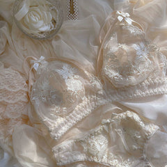 Fairy French bra hot, wire-free, comfortable underwear, ultra-thin bra, big breasts, underwear set