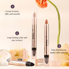 NOVO Lazy Dual-Ended Highlighter Eyeshadow Stick, Pearlescent Shimmer for Contouring and Brightening, One-Swipe Application, Affordable for Students