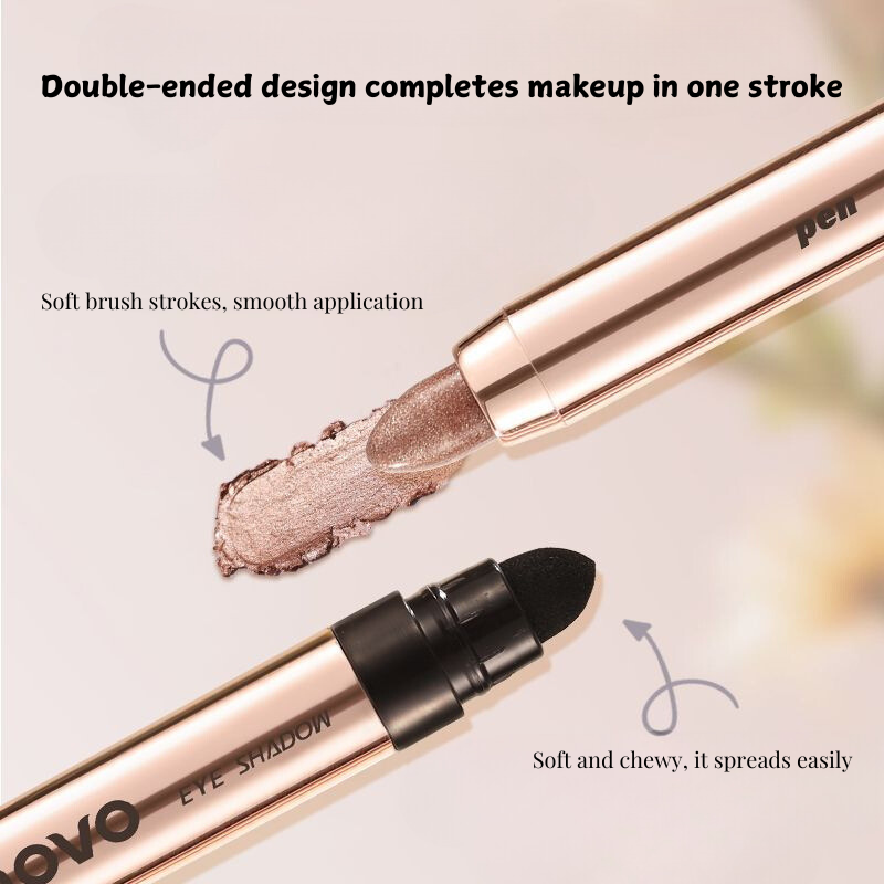 NOVO Lazy Dual-Ended Highlighter Eyeshadow Stick, Pearlescent Shimmer for Contouring and Brightening, One-Swipe Application, Affordable for Students