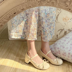 Japanese-style Cute Little Leather Ballerina’s Shoes | Lolita Round Toe Chunky Heel Versatile Mary Jane Shoes.