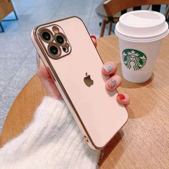 Pink with apple logo golden edge Case