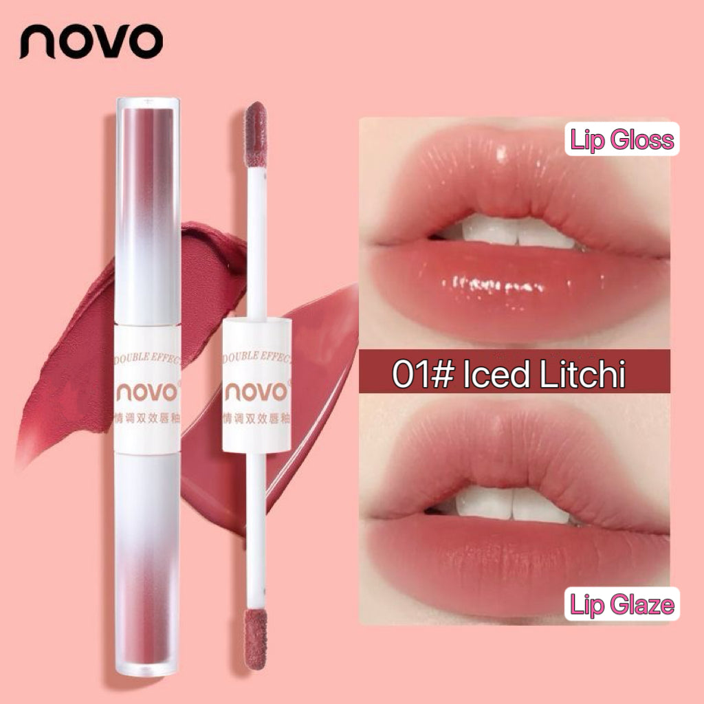 NOVO double-headed mirror lip gloss with matte  lip glaze surface does not touch the cup does not fade