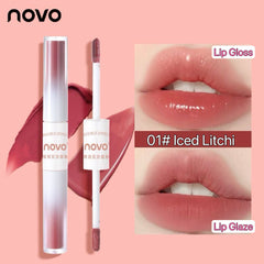 NOVO double-headed mirror lip gloss with matte  lip glaze surface does not touch the cup does not fade