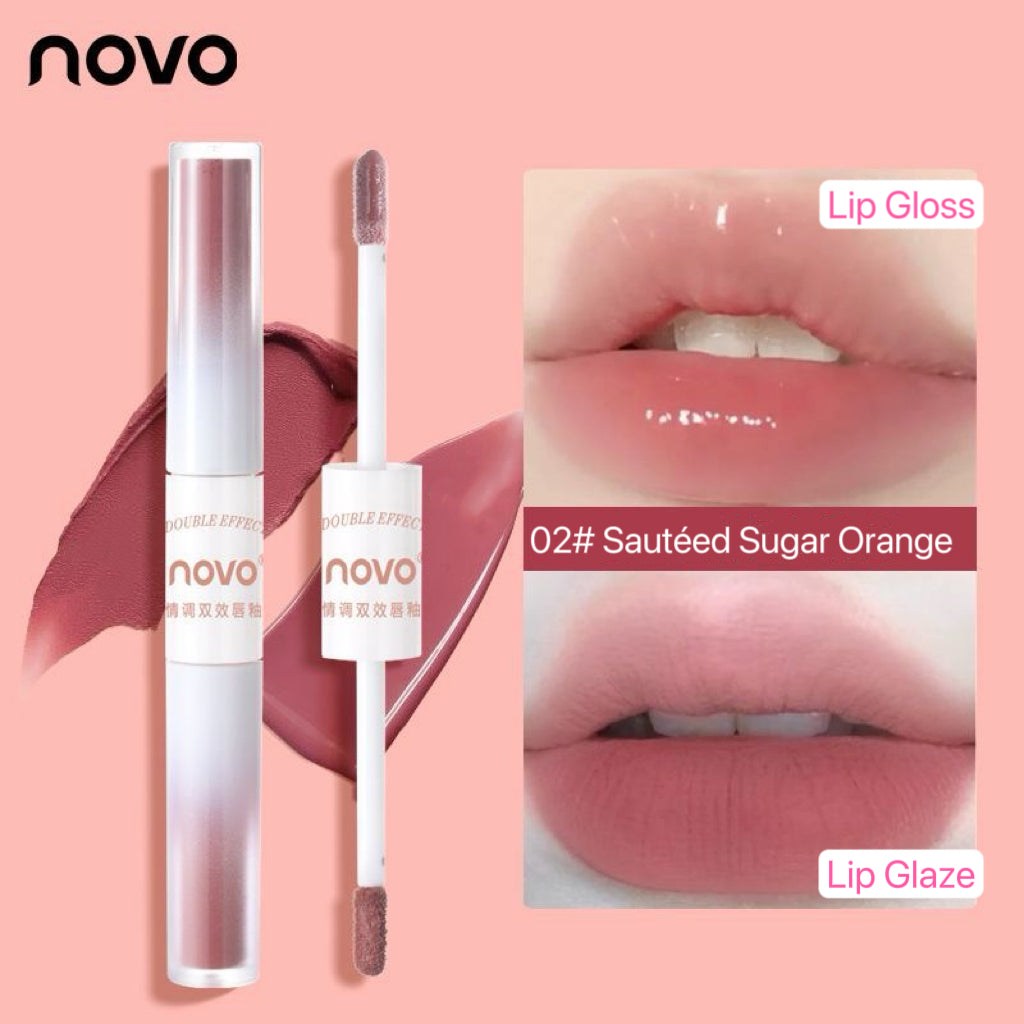 NOVO double-headed mirror lip gloss with matte  lip glaze surface does not touch the cup does not fade