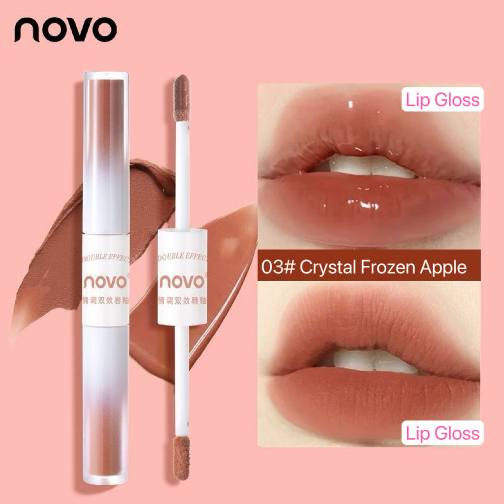 NOVO double-headed mirror lip gloss with matte  lip glaze surface does not touch the cup does not fade