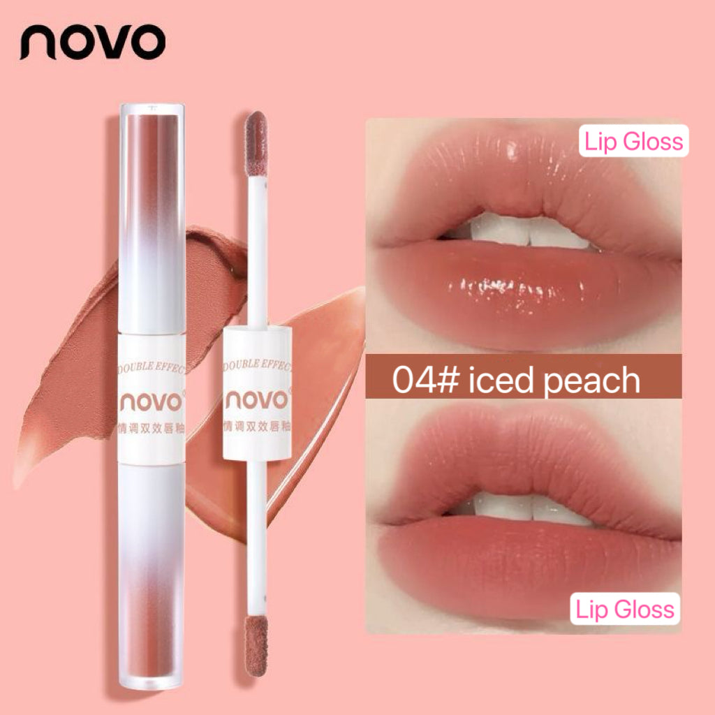 NOVO double-headed mirror lip gloss with matte  lip glaze surface does not touch the cup does not fade