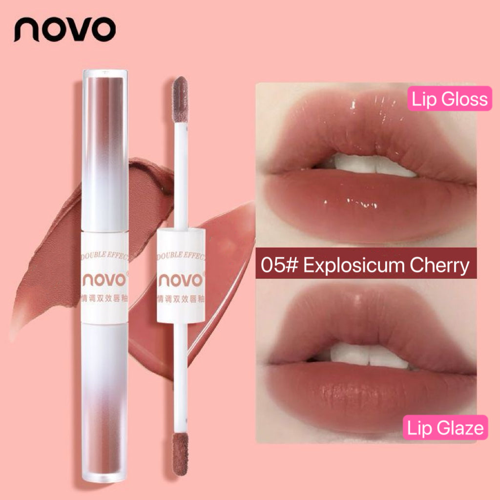 NOVO double-headed mirror lip gloss with matte  lip glaze surface does not touch the cup does not fade