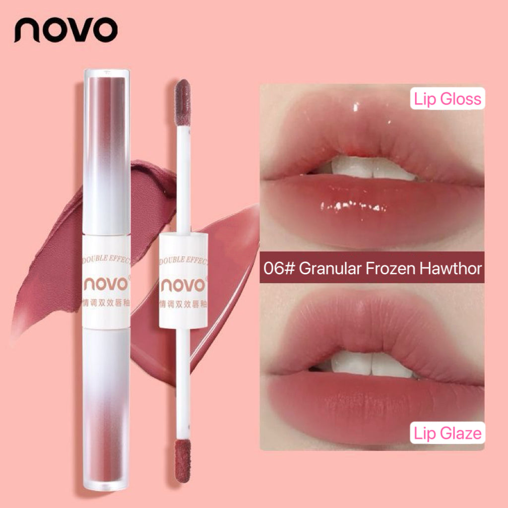 NOVO double-headed mirror lip gloss with matte  lip glaze surface does not touch the cup does not fade