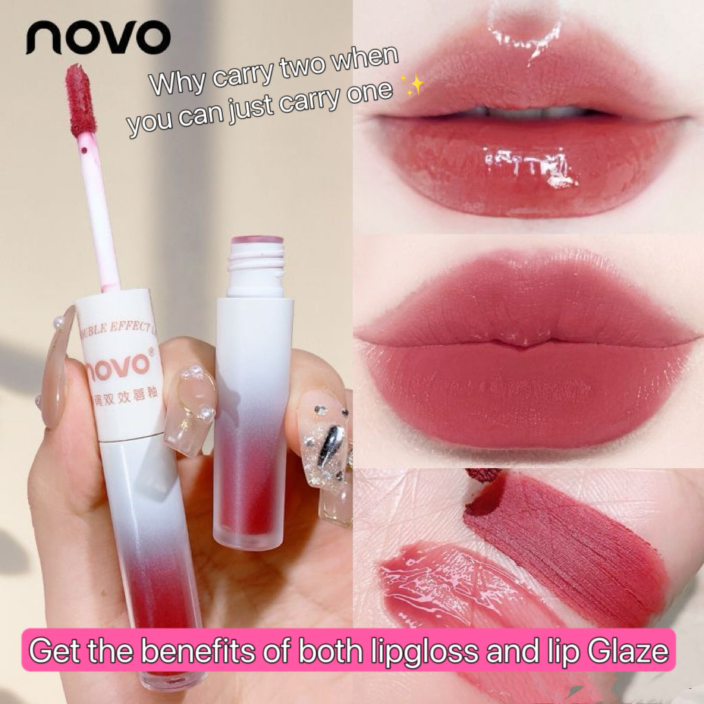 NOVO double-headed mirror lip gloss with matte  lip glaze surface does not touch the cup does not fade