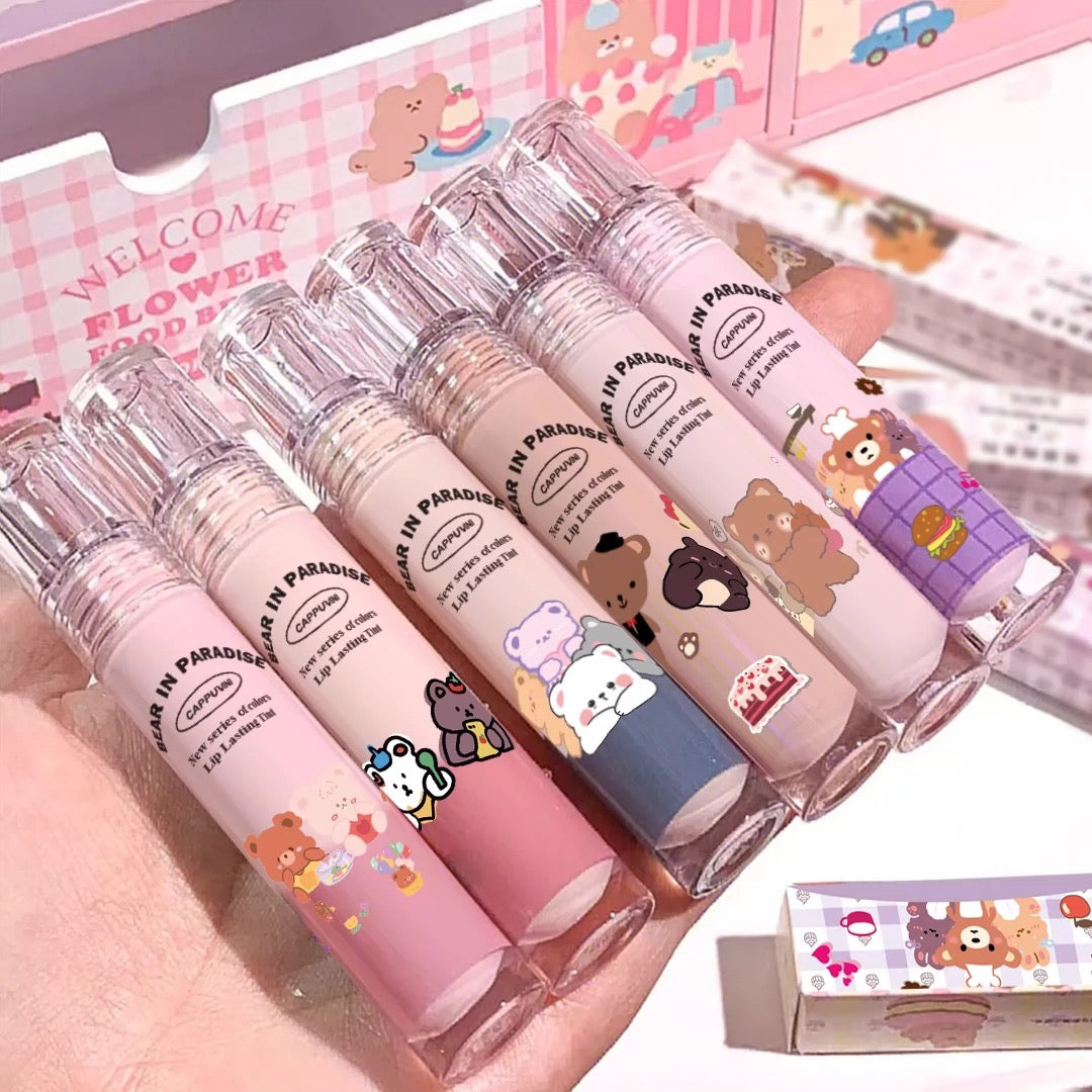 Cappuvini Winnie the Pooh Paradise milk tea lip mud matte lip glaze women's lipstick