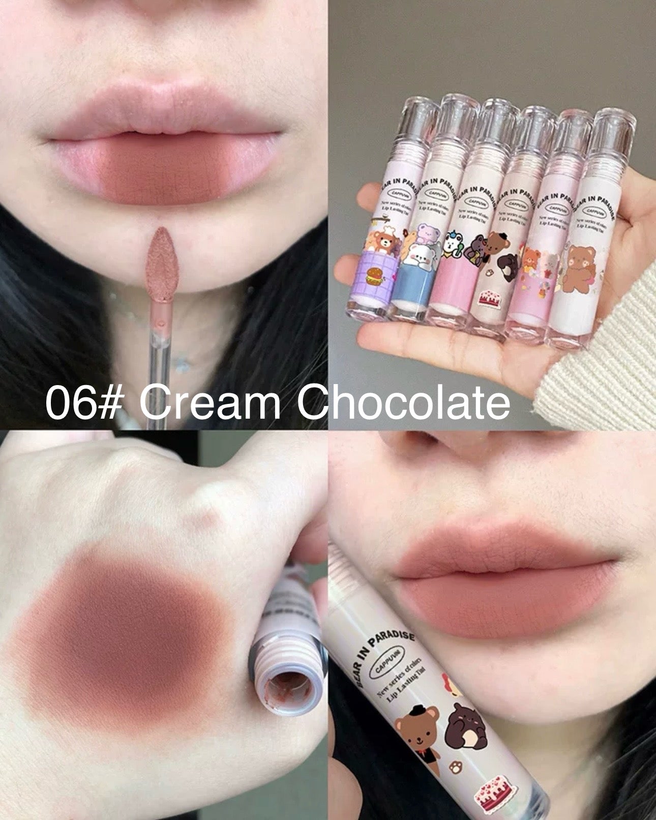 Cappuvini Winnie the Pooh Paradise milk tea lip mud matte lip glaze women's lipstick