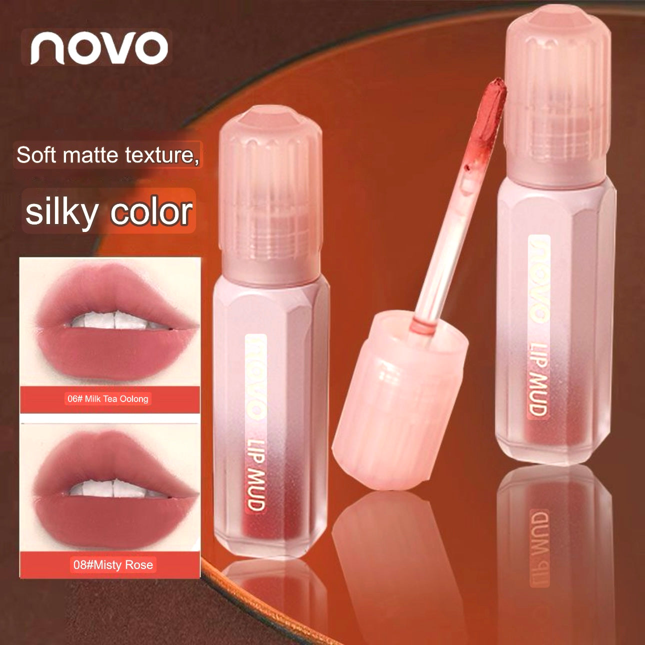 NOVO lip mud matte finish long lasting color dual-purpose