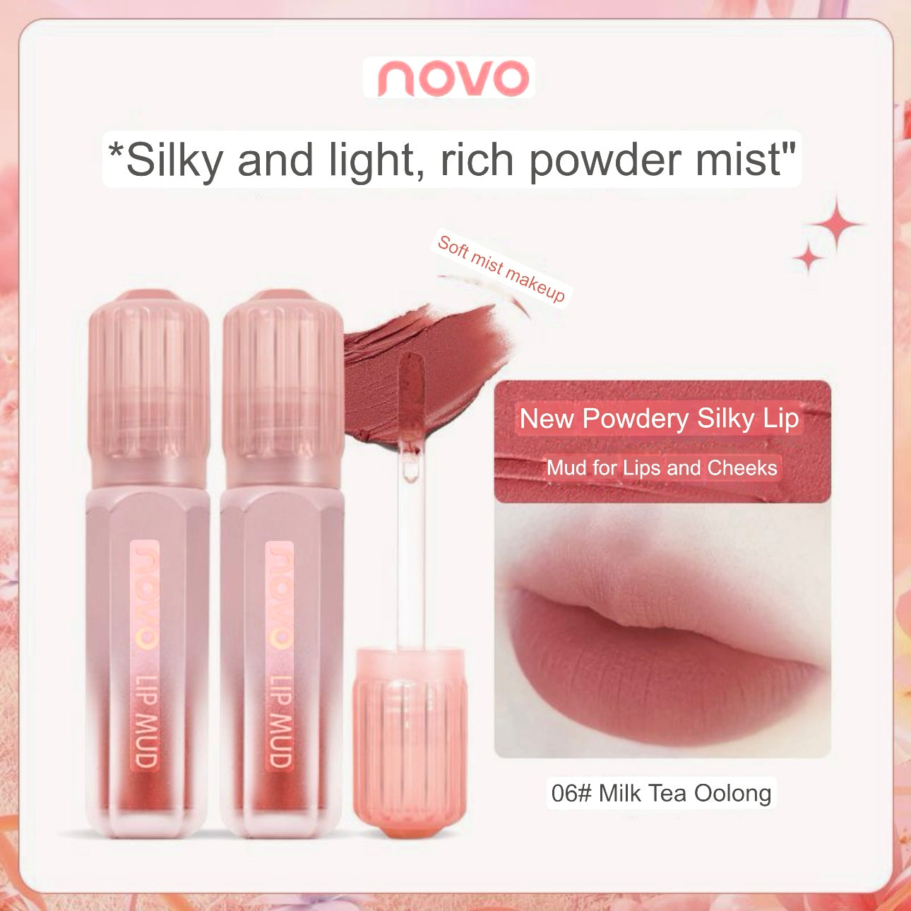 NOVO lip mud matte finish long lasting color dual-purpose