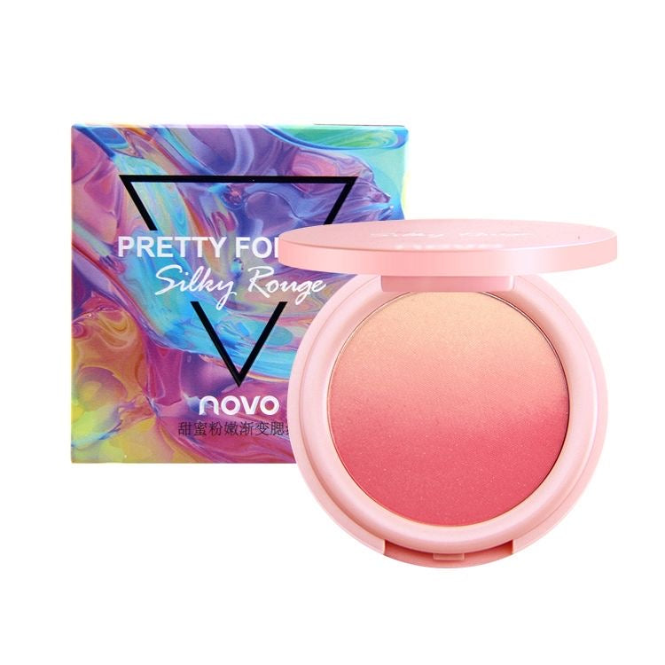 NOVO dreamy three-color gradient blush rouge peach sunset golden orange natural nude makeup blush