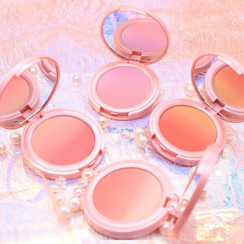 NOVO dreamy three-color gradient blush rouge peach sunset golden orange natural nude makeup blush