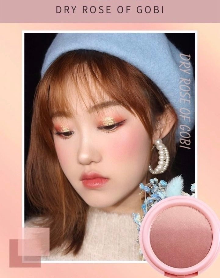 NOVO dreamy three-color gradient blush rouge peach sunset golden orange natural nude makeup blush