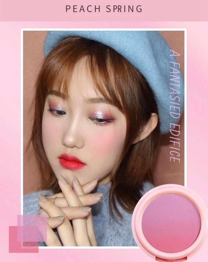 NOVO dreamy three-color gradient blush rouge peach sunset golden orange natural nude makeup blush