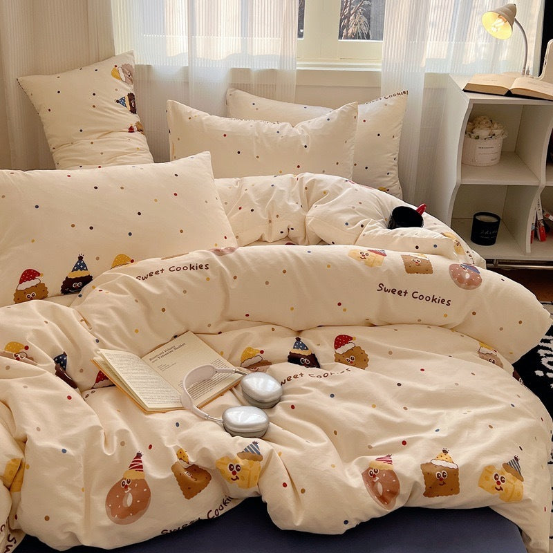 Cream Korean -style Sweet Cookies Monster bedding set