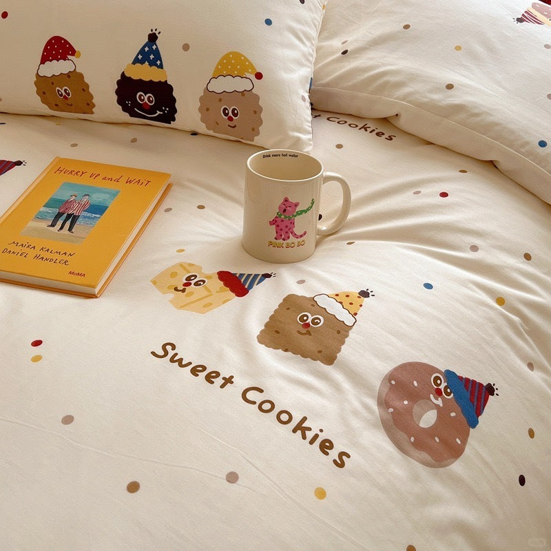 Cream Korean -style Sweet Cookies Monster bedding set