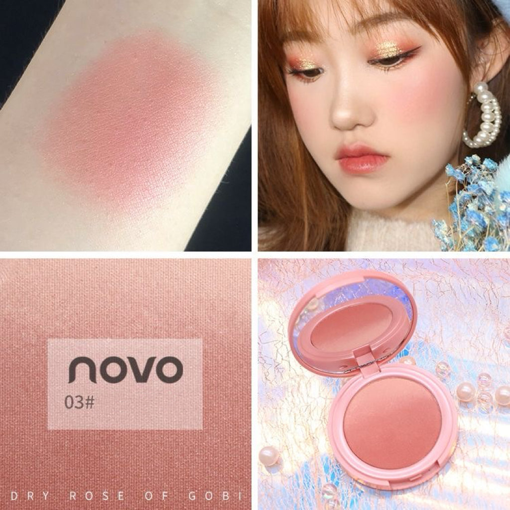 NOVO dreamy three-color gradient blush rouge peach sunset golden orange natural nude makeup blush