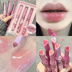 Jelly lip brightening push-button pink rabbit dewy lip gloss moisturizing lipstick