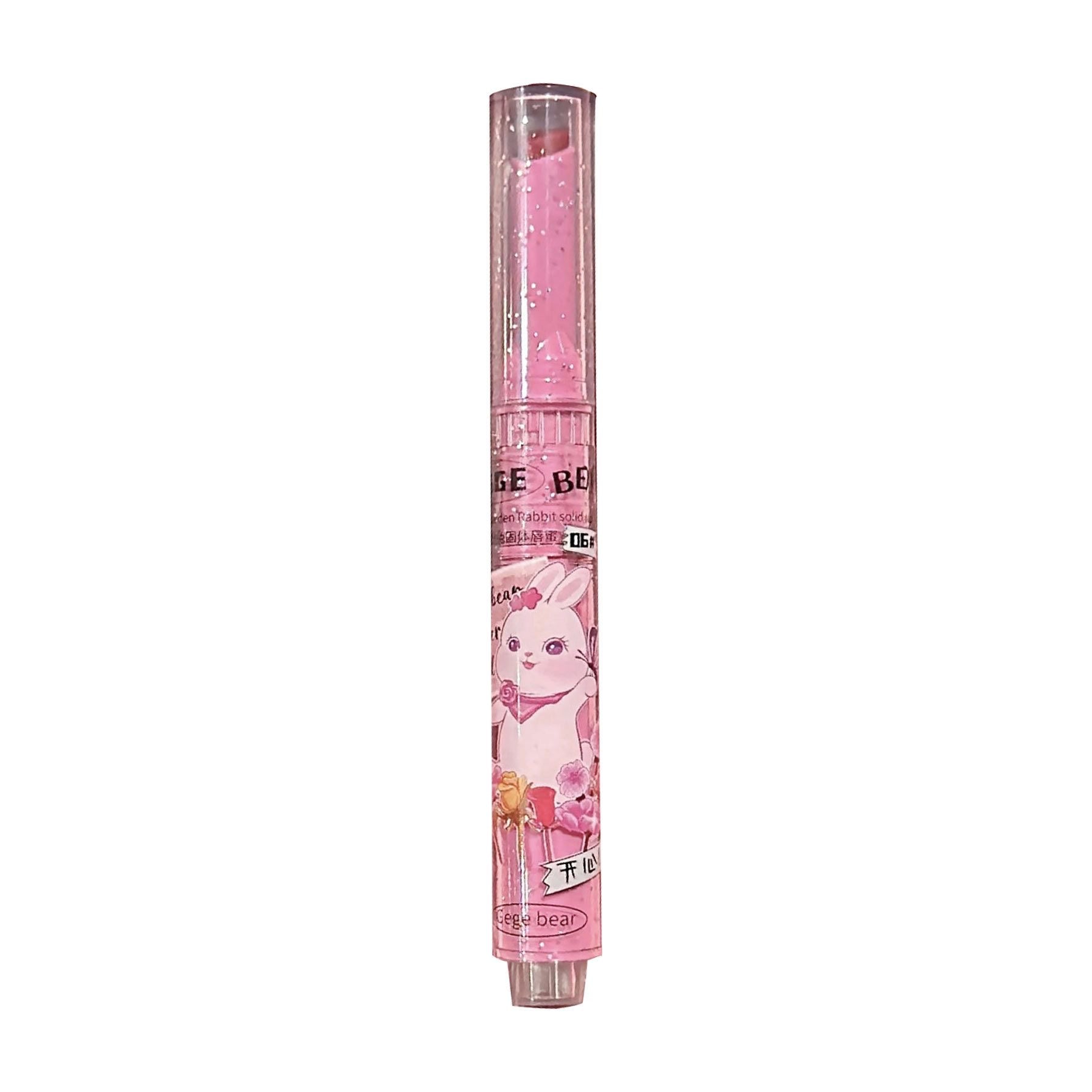 Jelly lip brightening push-button pink rabbit dewy lip gloss moisturizing lipstick