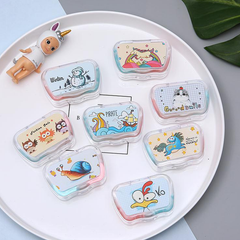 Contact lens with glasses care box storage color lens box cartoon print portable