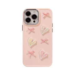 3D Pink Heart Bow iPhone Case – Electroplated Soft Cover