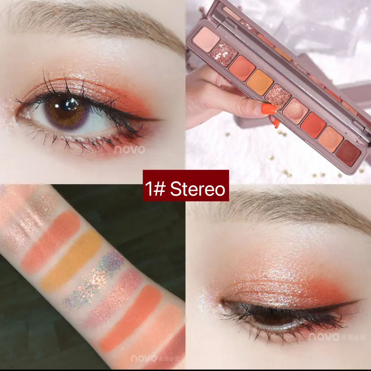 NOVO eye shadow palette makeup-free waterproof earth-color pearlescent matte glitter