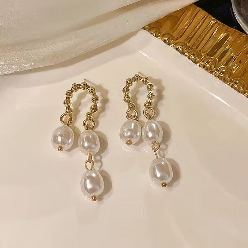 French retro pearl earrings new high-end earrings