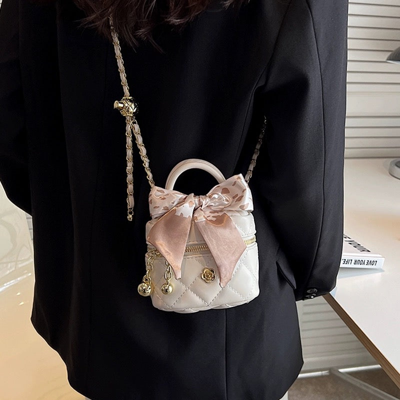 Rhombus chain shoulder crossbody mini square bucket bag